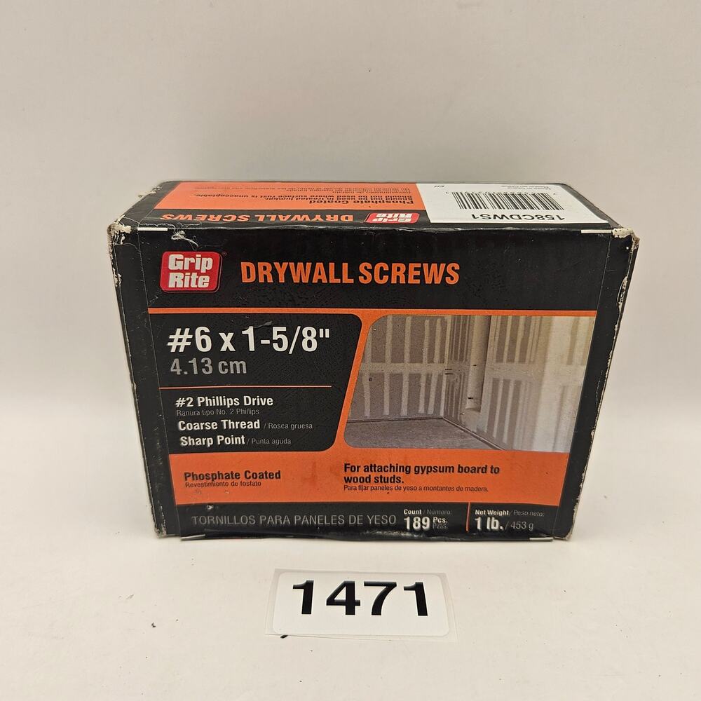 GRIP RITE DRYWALL SCREWS #6 X 1-5/8